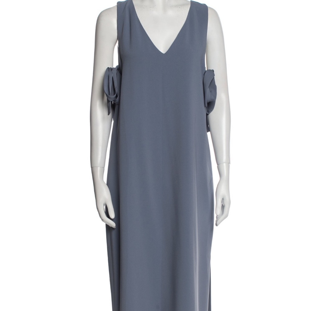 Theory Blue Sleeveless V-Neck Midi Sundress